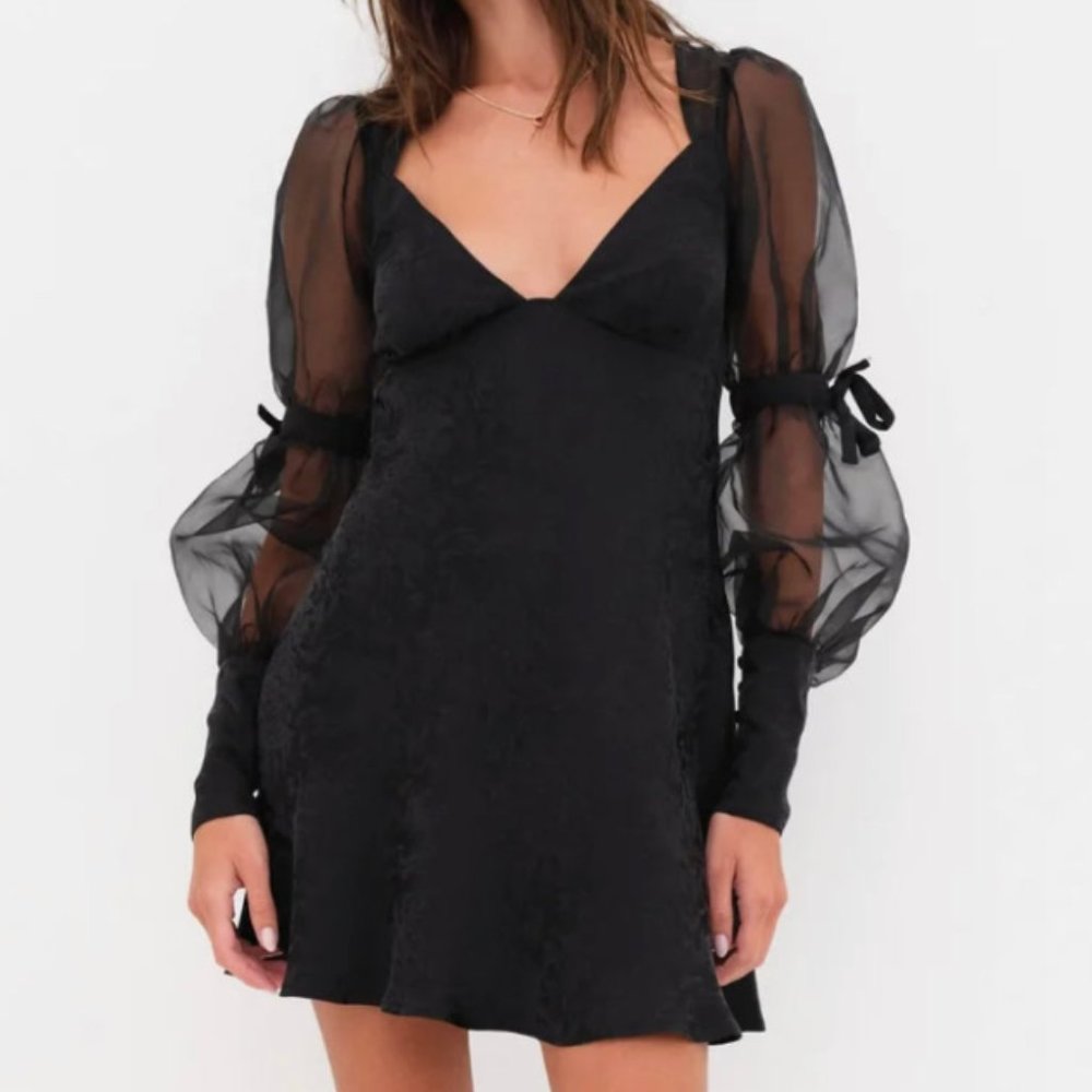 For Love and Lemons Gabrielle mini dress- black